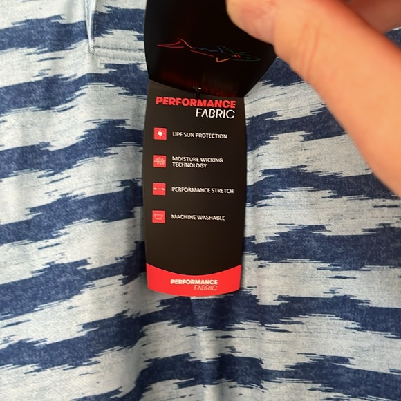 🎁 Greg Norman Play Dry Performance Fabric Golf Polo - Light Blue/Dark Blue - Picture 5 of 6